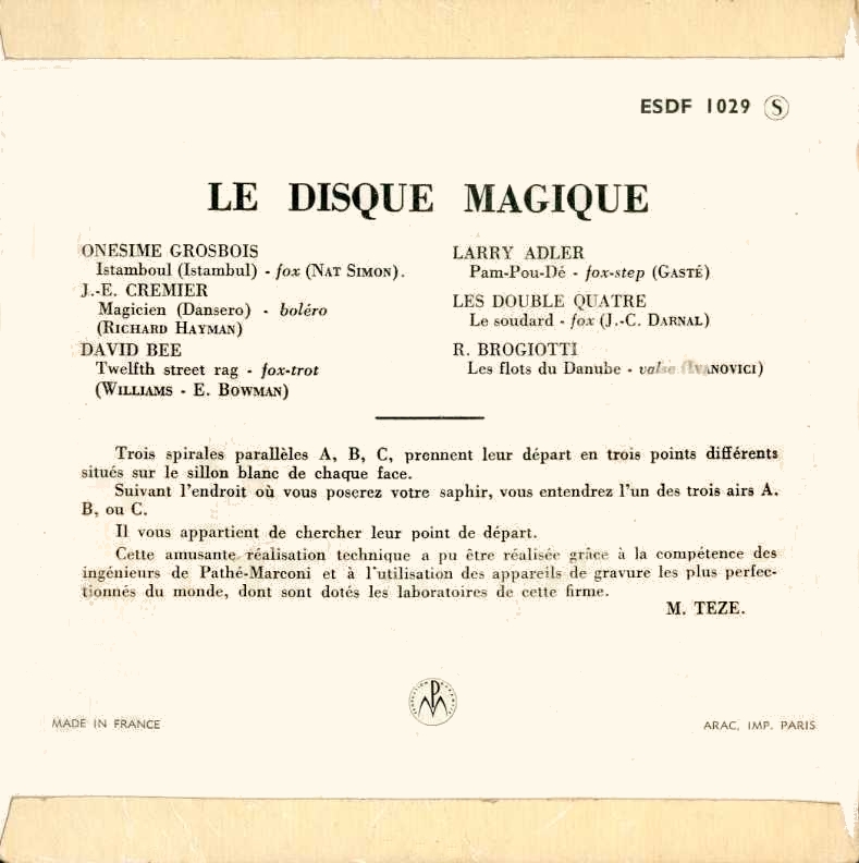 Various Artists - Disque Magique No. 2 (7"EP 1955) - Image 2