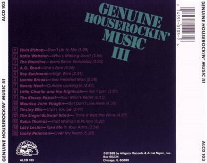 Various Artists - Genuine Houserockin' Music III (CD 1988) - Image 2