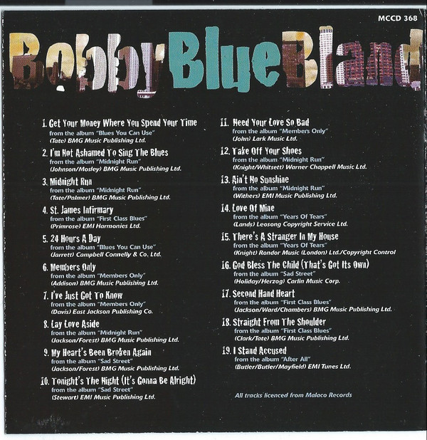 Bobby 'Blue' Bland's Not Ashamed To Sing The Blues (CD 1998) - Image 2