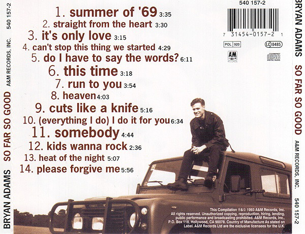 Bryan Adams - So Far So Good (CD France 1993) - Image 2