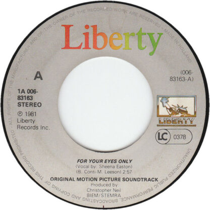 Sheena Easton ‎– For Your Eyes Only (7"si NL 1981) nm-/nm- - Image 3