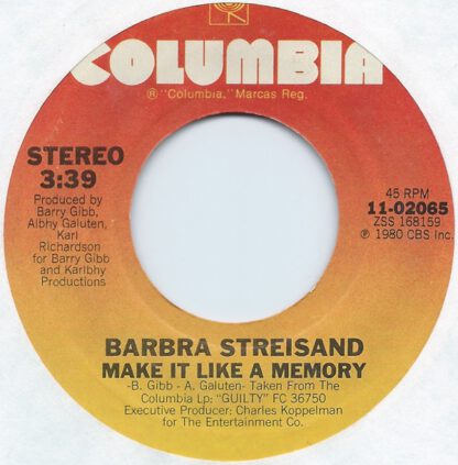 Barbra Streisand - Promises / Make it Like a Memory (7"si 1980) US-PROMO!! - Image 2