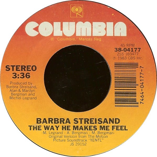 Barbra Streisand - The Way He Makes Me Feel (7"si 1983) US-PROMO!! Michel Legrand - Image 3