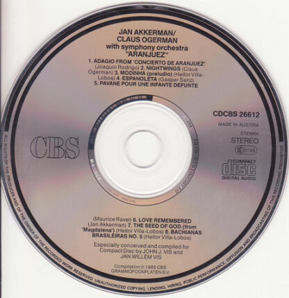 Jan Akkerman • Claus Ogerman ‎– Aranjuez (CD 1985) vg++/mint - Image 3