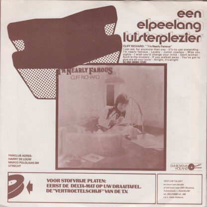 Cliff Richard ‎– Hey Mr. Dreammaker (7"si NL 1976) vg+/vg+ - Image 2