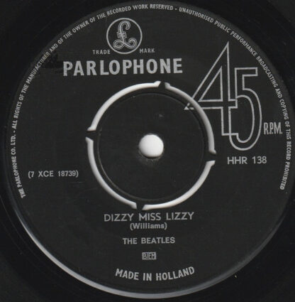 The Beatles - Dizzy Miss Lizzy / Yesterday (7"si NL 1965) vg++