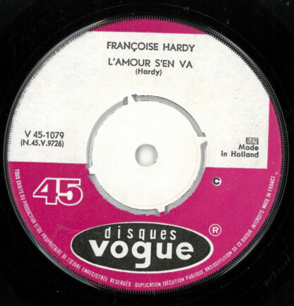 Françoise Hardy - l'Amour s'en Va (7"si NL 1963) vg++/vg++ - Image 3