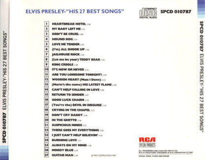 Elvis Presley - His 27 Best Songs (CD Germany 1987) - Image 2