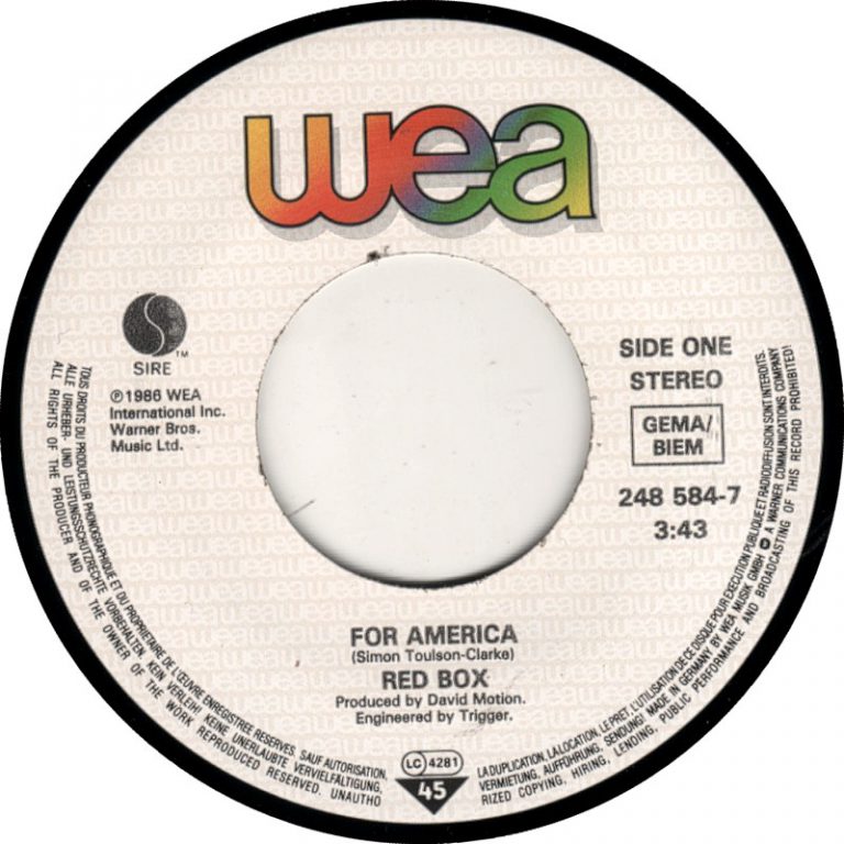 Red Box For America (7"si 1986) Het Plaathuis