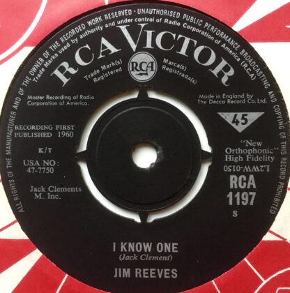 Jim Reeves - I Know One / I'm Gettin' Better (7"si UK 1960) - Image 2