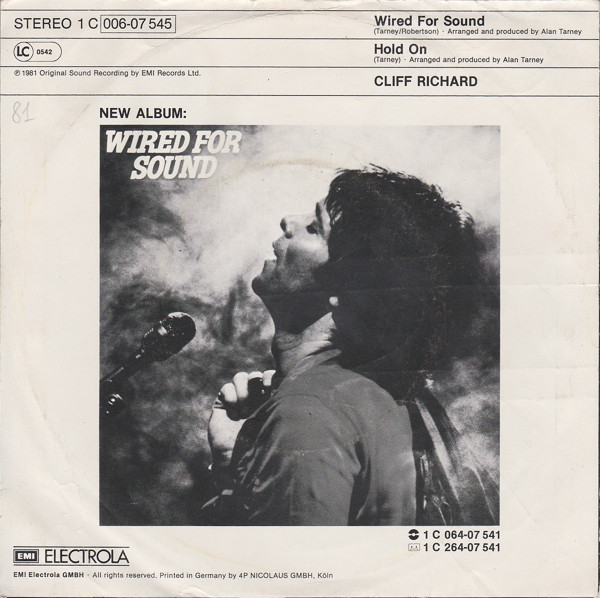 Cliff Richard - Wired for Sound (7"si Germany 1981) nm/vg+ - Image 2