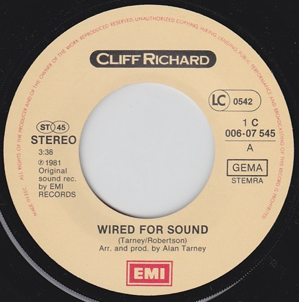 Cliff Richard - Wired for Sound (7"si Germany 1981) nm/vg+ - Image 3