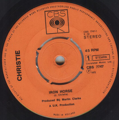 Christie - Iron Horse (7"si NL 1972) - Image 3