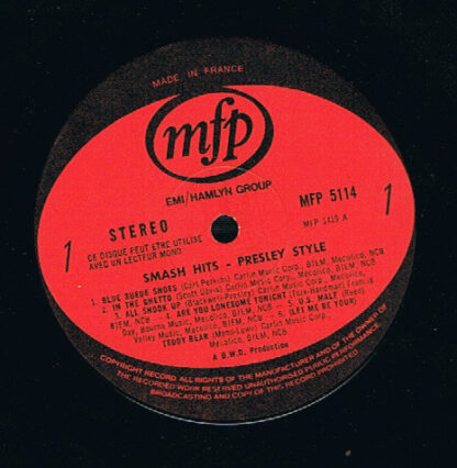 Unknown Artist(s)/Anonymous ‎– Smash Hits Presley Style (LP France 1970) - Image 3