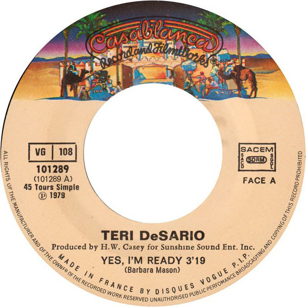 Teri DeSario feat. K.C. (of the Sunshine Band) - Yes, I'm Ready (7"si France 1979) - Image 3