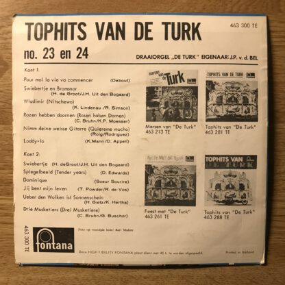 Draaiorgel "De Turk" - Tophits van de Turk (7"EP NL 1964) - Image 2