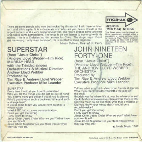 Murray Head - Superstar (7"si UK 1969) - Image 2