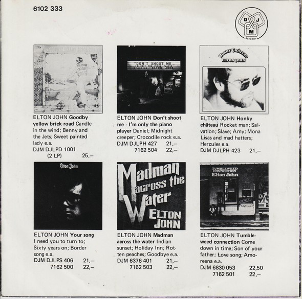 Elton John - The Bitch Is Back (7"si NL 1974) nm+/nm - Image 2