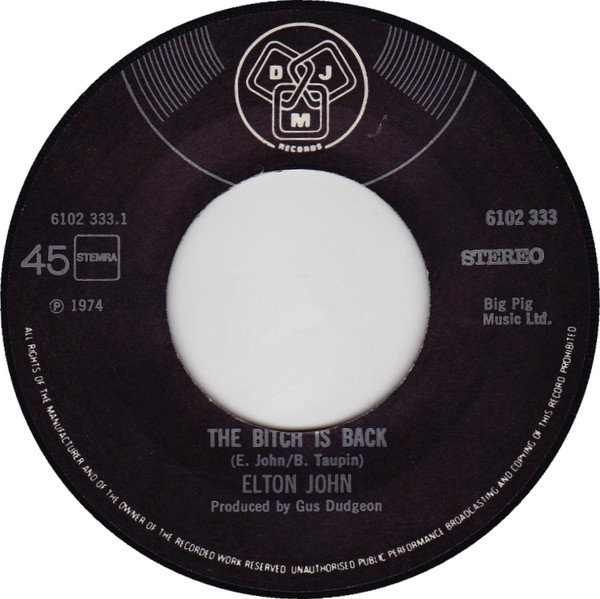 Elton John - The Bitch Is Back (7"si NL 1974) nm+/nm - Image 3