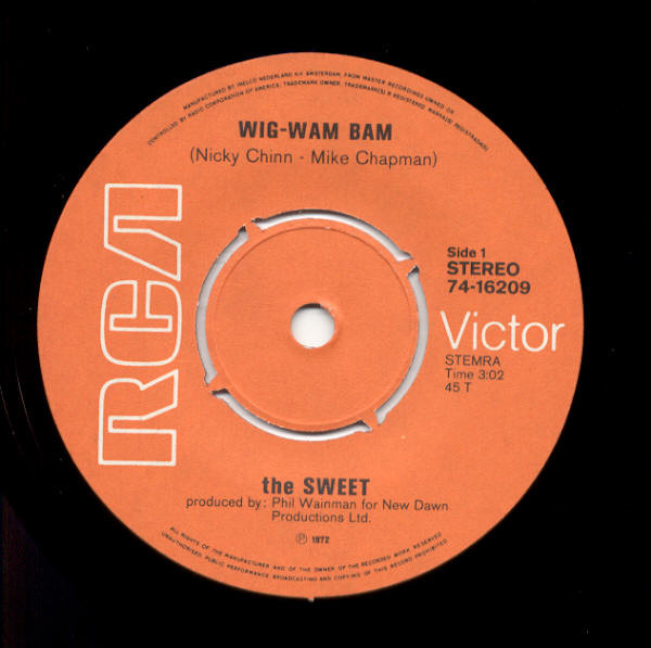 (The) Sweet - Wig-Wam Bam (7"si NL 1972) vg++/vg++ - Image 2