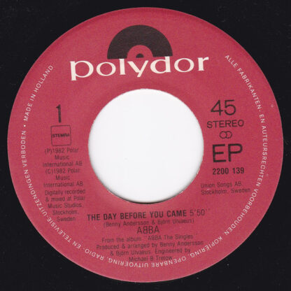 ABBA ‎– The Day Before You Came (7"si NL 1982) nm/vg+ - Image 2