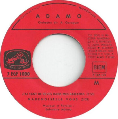 Adamo - J'ai Tant de Rêves Dans mes Bagages (7"EP France 1968) vg++/nm- - Image 3