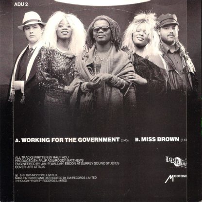 Adu - Working For The Government (7"si UK 1985) - Image 2