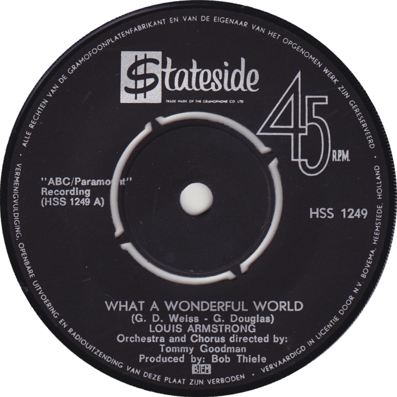 Louis Armstrong - What a Wonderful World / Cabaret (7&quot;si NL 1968) - Het Plaathuis