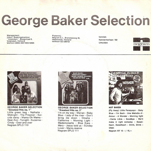 George Baker Selection - Sing a Song of Love (7"si NL 1974) nm/nm - Image 2