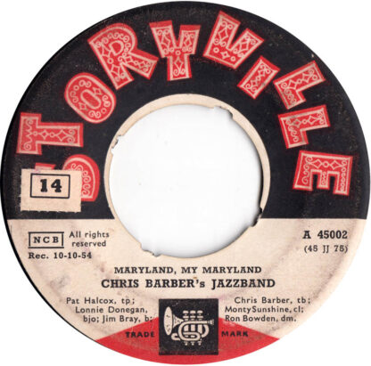 Chris Barber's Jazz Band ‎– Maryland, My Maryland / Bugle Boy March (7"si Denmark 1959)