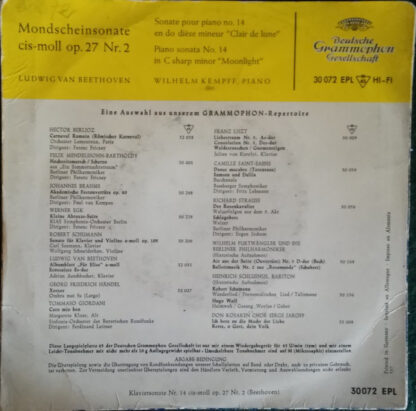Beethoven Mondscheinsonate cis-moll Op.27 Nr. 2 - Wilhelm Kempff (7"EP Germany 1956) - Image 2