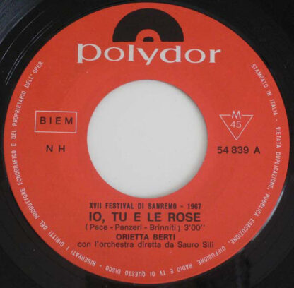 Orietta Berti - Io, Tu e le Rose (7"si Italy 1967) Sanremo Festival - Image 2