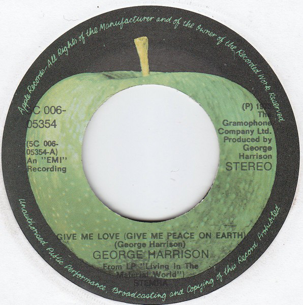George Harrison - Give Me Love (Give Me Peace on Earth) 7"si NL 1973 Beatles'-label Apple