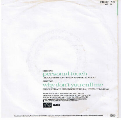 Errol Brown ‎(Hot Chocolate) – Personal Touch (7"si Germany 1987) - Image 2