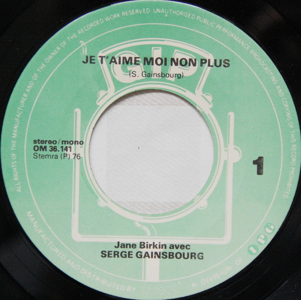 Jane Birkin & Serge Gainsbourg – Je t'Aime Moi Non Plus (7"si NL 1976) re-pressing