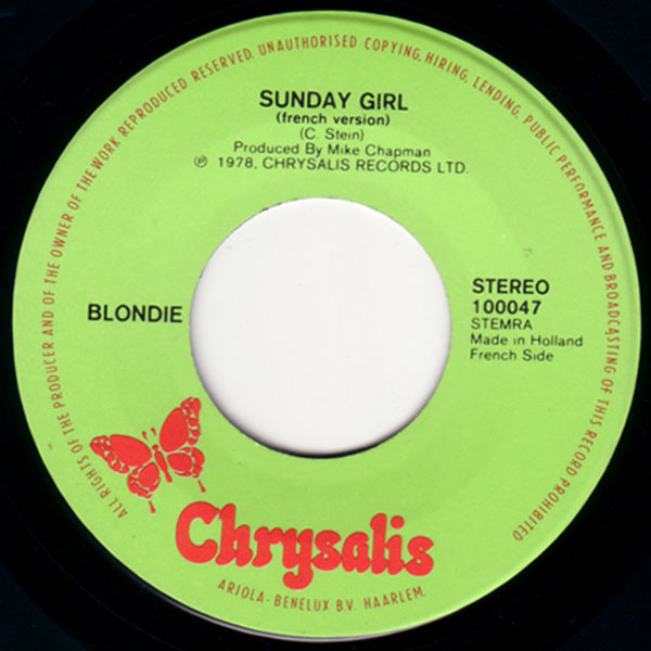 Blondie - Sunday Girl (in English & in French) 7"si NL 1978 - Image 3