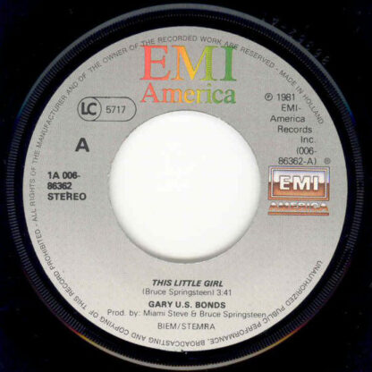 Gary U.S. Bonds ‎– Bruce Springsteen's "This Little Girl" (7"si NL 1981) - Image 3