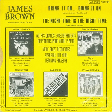 James Brown – Bring It On... Bring It On (7"si France 1983) - Image 2