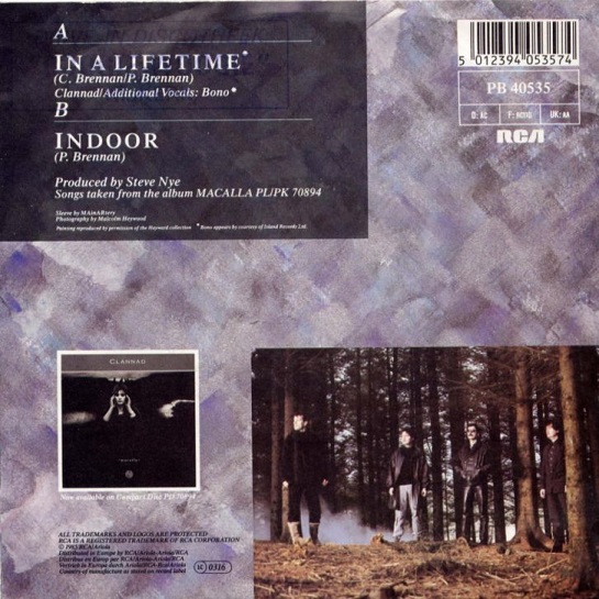 Clannad (featuring U2's Bono Vox) – In A Lifetime (7"si Germany 1986) - Image 2