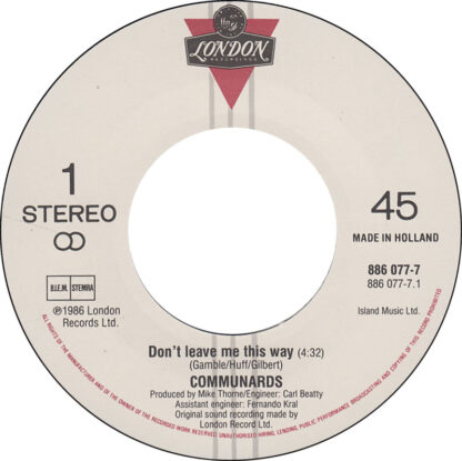 Communards with Sarah Jane Morris ‎– Don't Leave Me This Way (7"si NL 1986) - Image 3