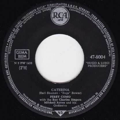 Perry Como ‎– Caterina / The Island Of Forgotten Lovers (7"si Germany 1962)