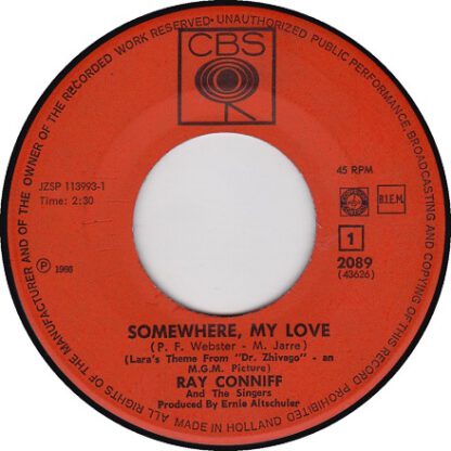Ray Conniff ‎– Lara's Theme (Somewhere My Love) 7"si NL 1966 - Image 3