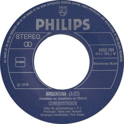 Conquistador ‎– Argentina (7"si NL 1978)