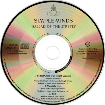 Simple Minds ‎– Ballad of the Streets (CD-maxi si Austria 1989) nm/nm - Image 3