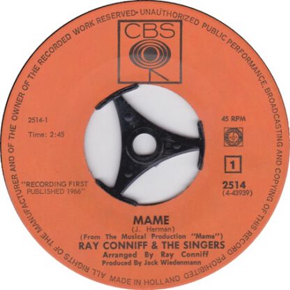 Ray Conniff and the Singers ‎– Mame (7"si NL 1967)