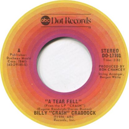 Billy "Crash" Craddock ‎– A Tear Fell (7"si US 1976)