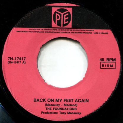 The Foundations ‎– Back On My Feet Again (7"si NL 1968)