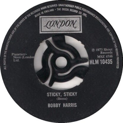 Bobby Harris ‎– Sticky, Sticky / Mr. Success (7"si UK 1973)