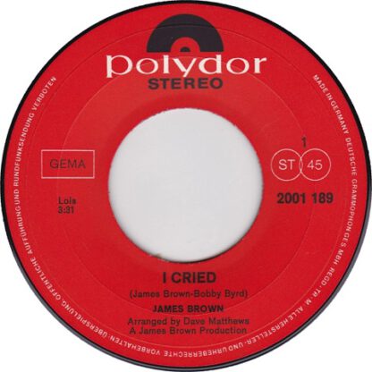 James Brown ‎– I Cried / World (Part 2) 7"si Germany 1971 - Image 2