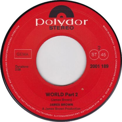 James Brown ‎– I Cried / World (Part 2) 7"si Germany 1971 - Image 3